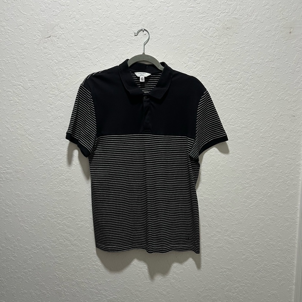 Black and Gray Striped Men's Polo Shirt